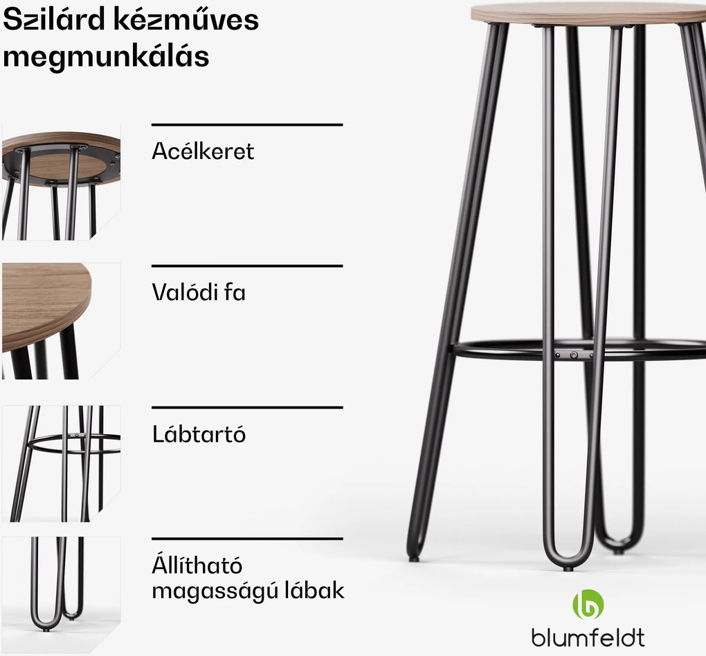 Blumfeldt 1 db. Hamilton bisztró szék Ø33 cm Fa acélkeret