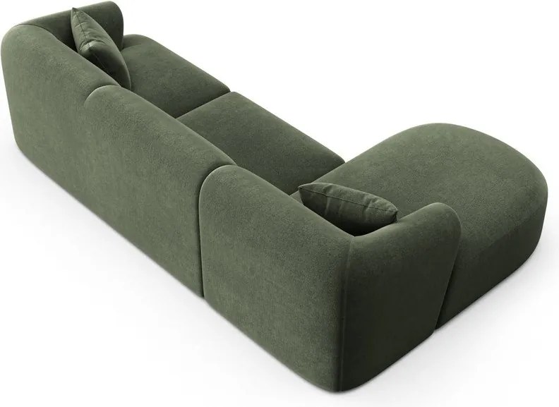 Zöld bársony sarokkanapé (bal oldali-heverő résszel) Campi – Cosmopolitan Design