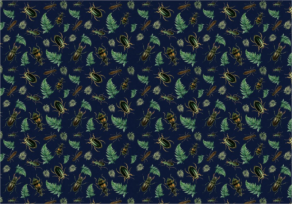 Fotótapéta Bogár Páfrány Botanika Minták sötét háttéren 208x146 természet +ragasztó