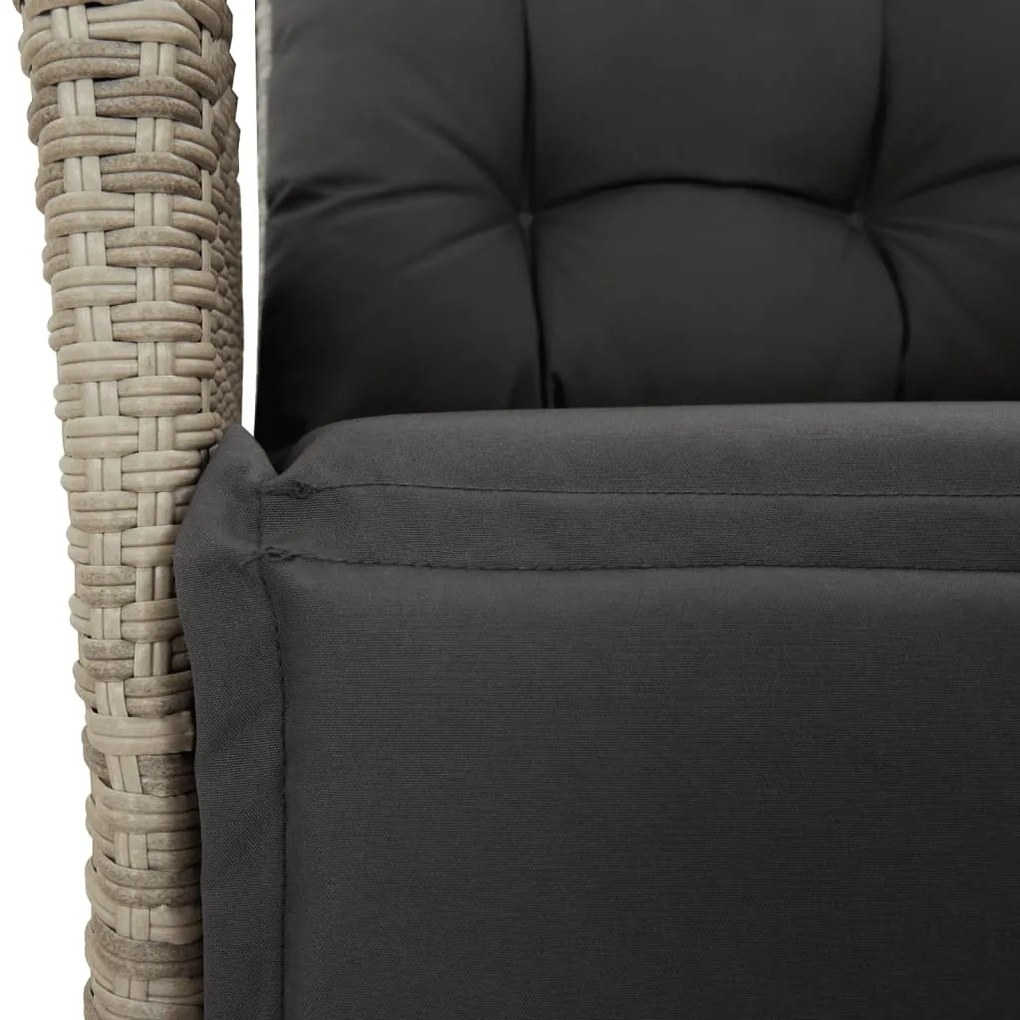 3részes világosszürke polyrattan kerti étkezőgarnitúra párnával