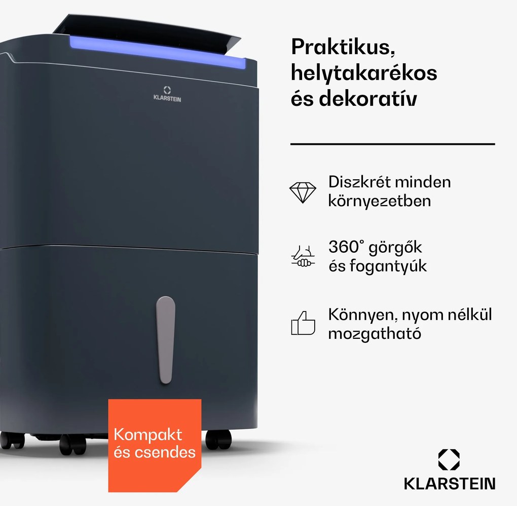 Klarstein DryFy Pro Connect Smart, Párátlanító, WiFi, Kompresszor, 30l/d, 50-60 m²
