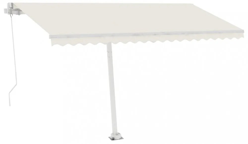 krémszínű kézzel kihúzható póznás napellenző 400 x 300 cm