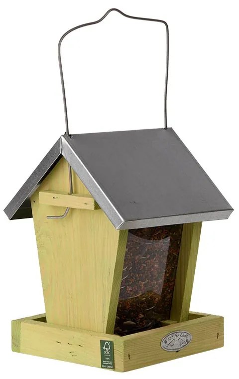 Felakasztható önetetős madáretető, cink tetővel, 22 cm