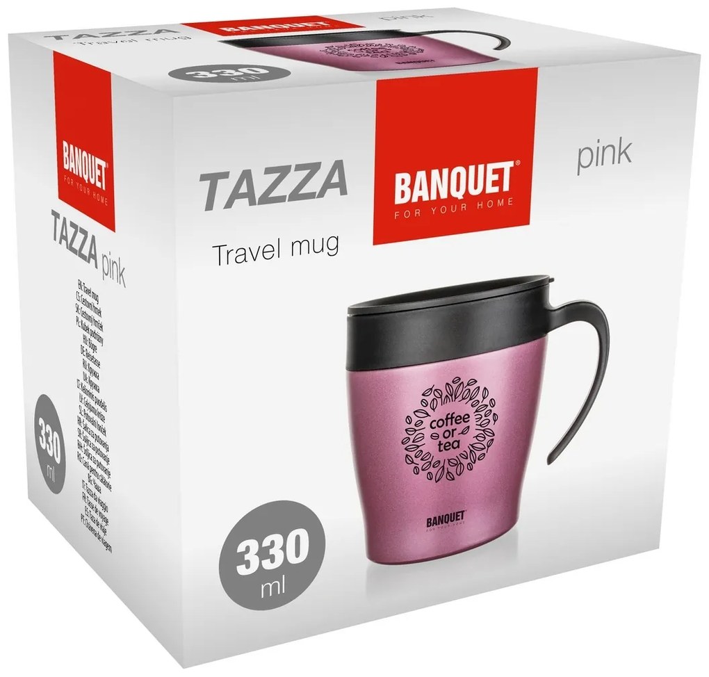 Banquet TAZZA 330 ml utazó termosz, rózsaszín