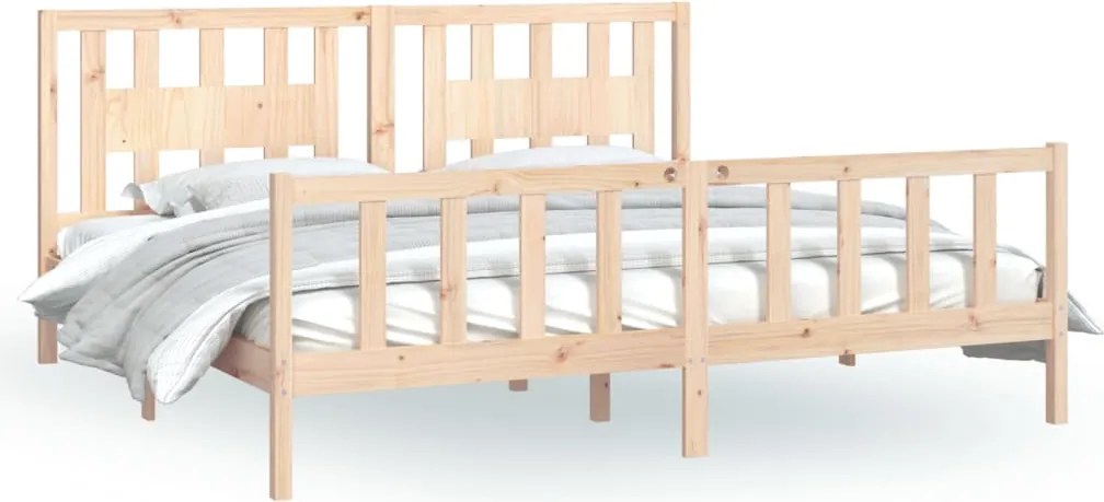 vidaXL tömör fenyőfa ágykeret fejtámlával 200 x 200 cm
