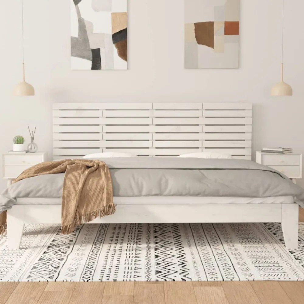 fehér tömör fenyőfa fali fejtámla 206 x 3 x 63 cm