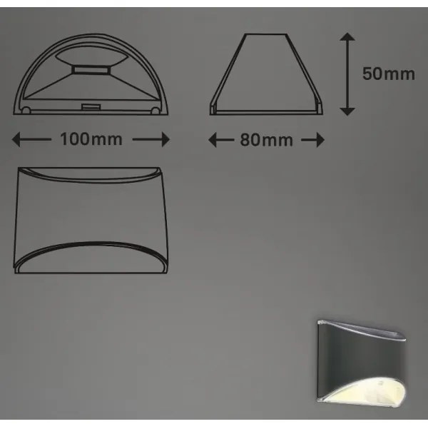 Briloner 3133015 - LED napelemes fali lámpatest LED/2W/3,7V IP44 3000K