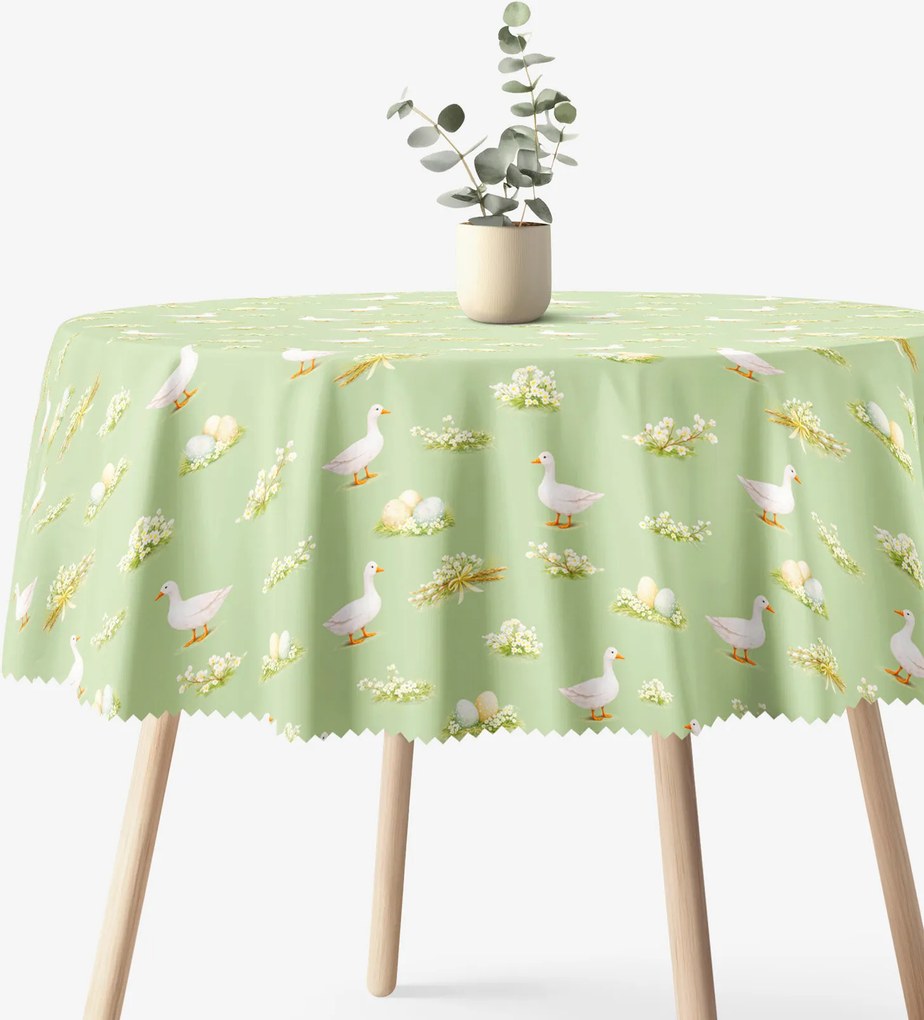 Goldea húsvéti kör alakú teflonos terítő - libák és húsvéti tojások Ø 100 cm