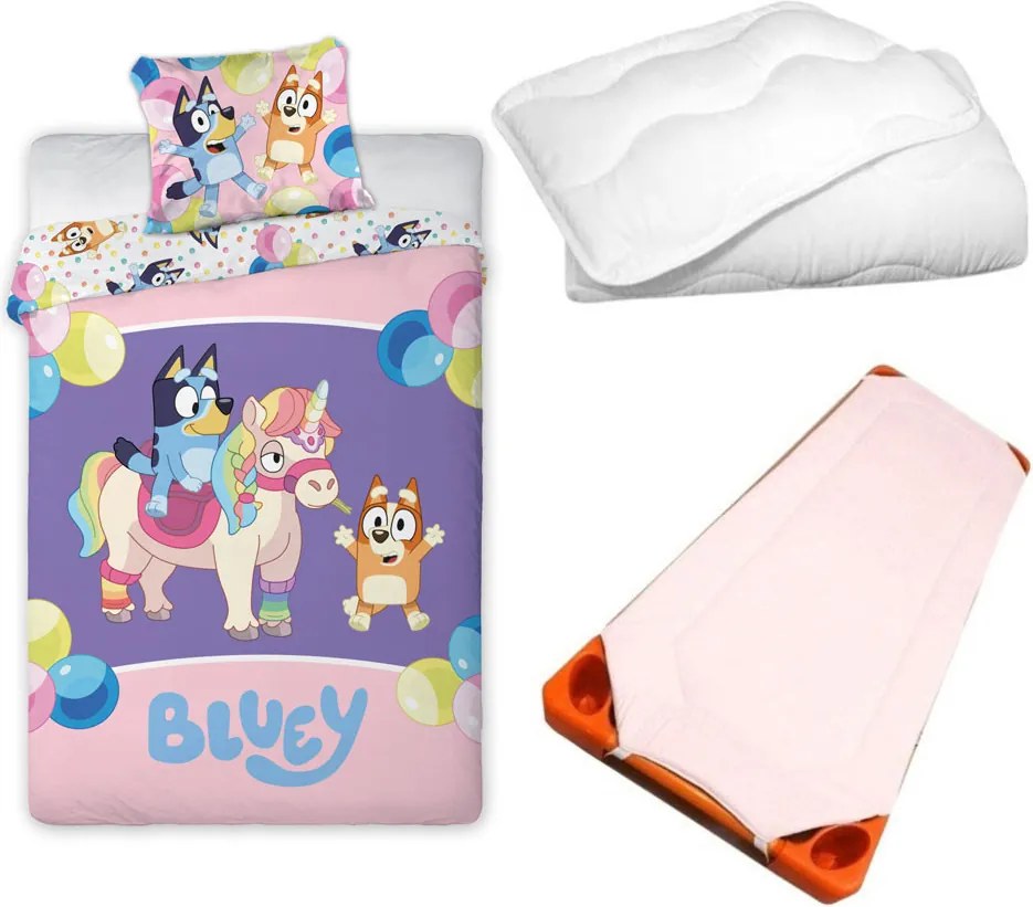 Bluey Magical Party gyerek, ovis ágyneműhuzat, derékalj és paplan/párna szett 100x135 cm 40x60 cm