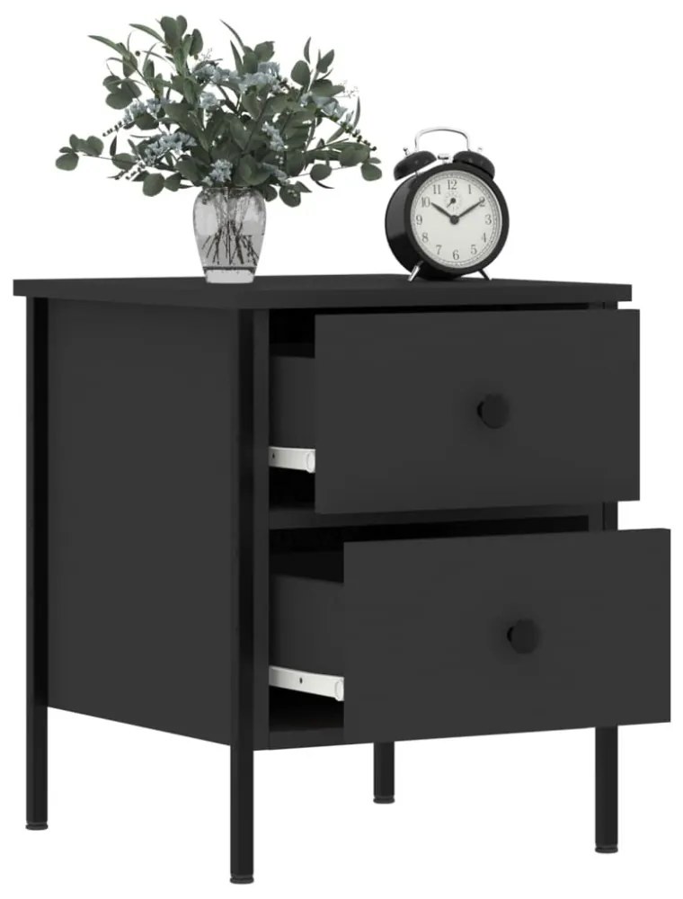 vidaXL 2 db fekete szerelt fa éjjeliszekrény 40x42x50 cm