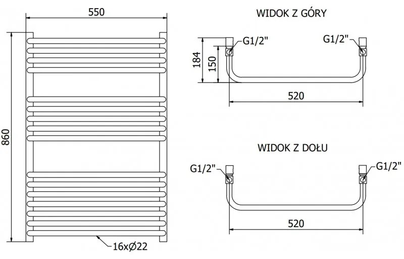 Mexen Apollo, futoelem 860 x 550 mm, 479 W, fehér, W117-0860-550-00-20