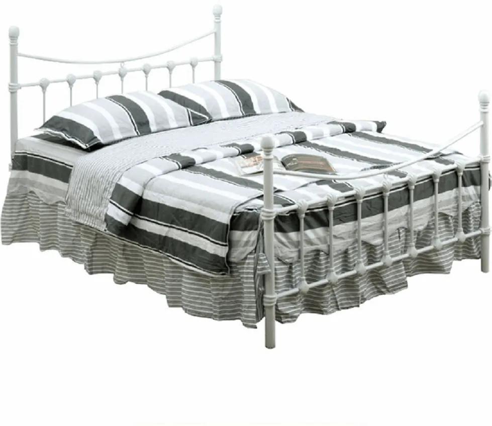 Fém ágy lécezett ráccsal, fém (fehér), 90x200, NIEVES New