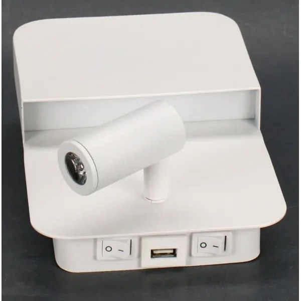 Lucide 79200/08/31 - BOXER LED fali lámpa 5W/230V + 5W USB, fehér