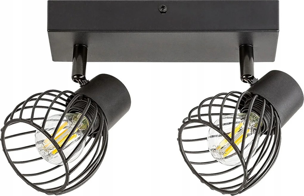 Mennyezeti fali lámpa fekete drót lámpabúra 2 reflektor 15 cm Rabalux
