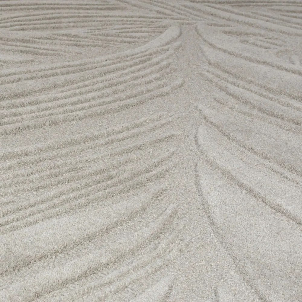 Világosszürke gyapjú futószőnyeg 60x230 cm Lino Leaf – Flair Rugs