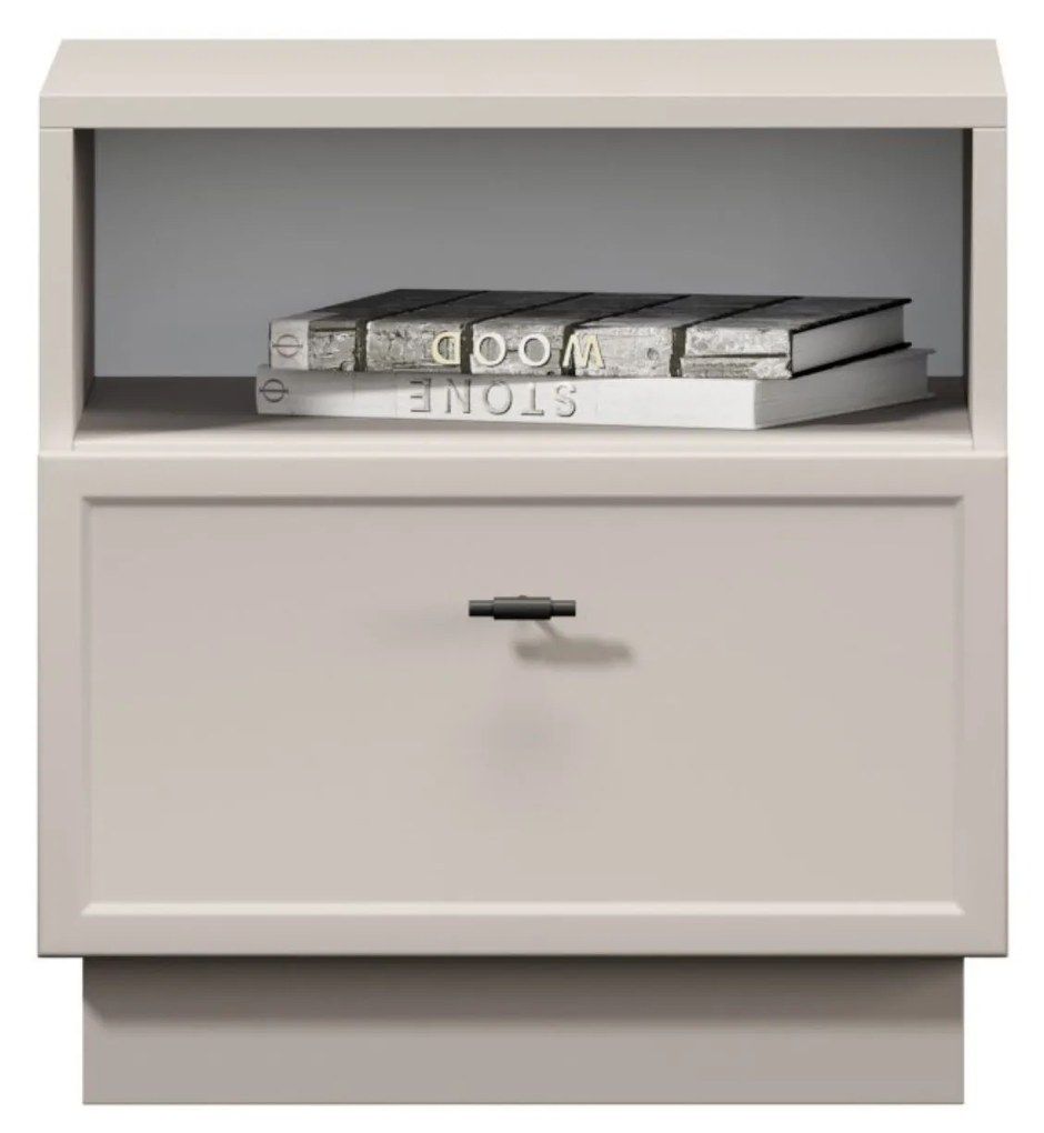 Lorini fiókos éjjeliszekrény 45 cm - kasmír / fekete T-bar fogantyúk