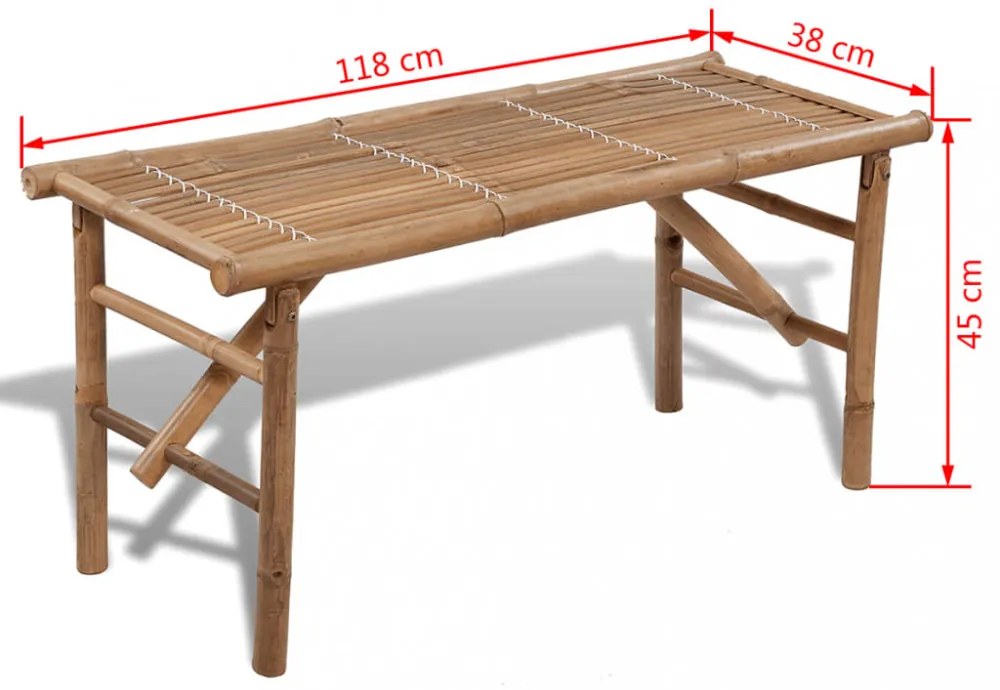 összecsukható bambusz kerti pad 118 cm