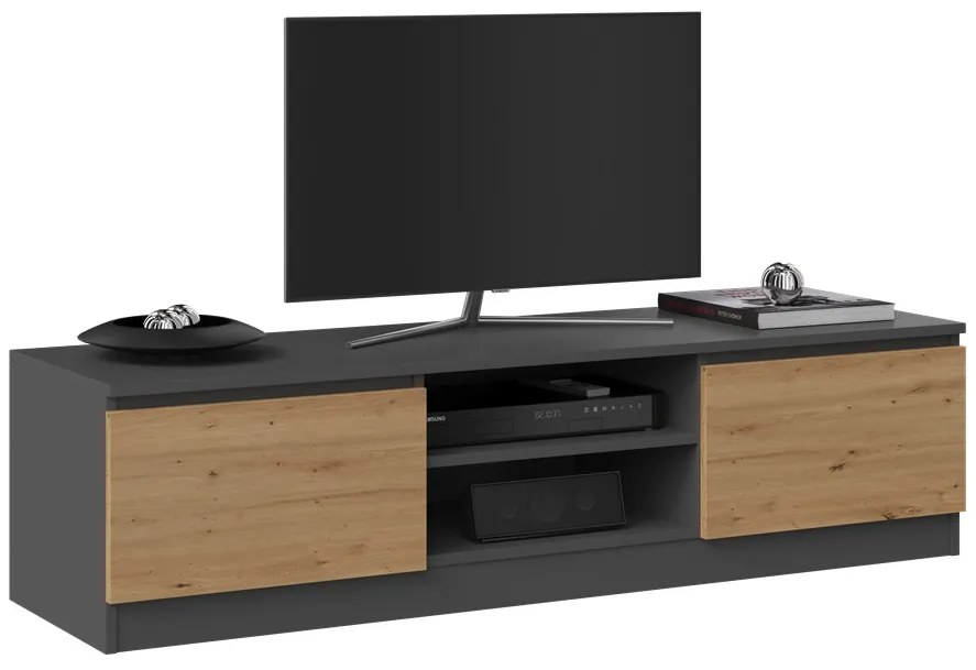 Riano MIX RTV140 TV állvány, 140x36x40 cm, antracit-tölgy