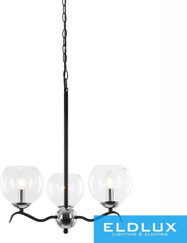 ELDLUX BLTULIP Csillár Fekete 3×E14 Max 40W