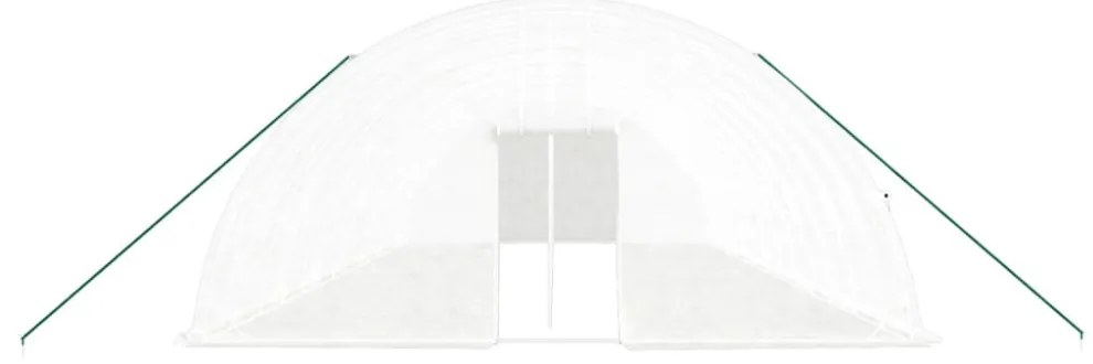 fehér acélvázas melegház 84 m² 14x6x2,85 m