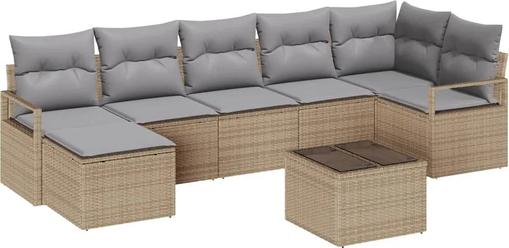 vidaXL Kanapé Szett párnával 8 pcs Bézs polirattan