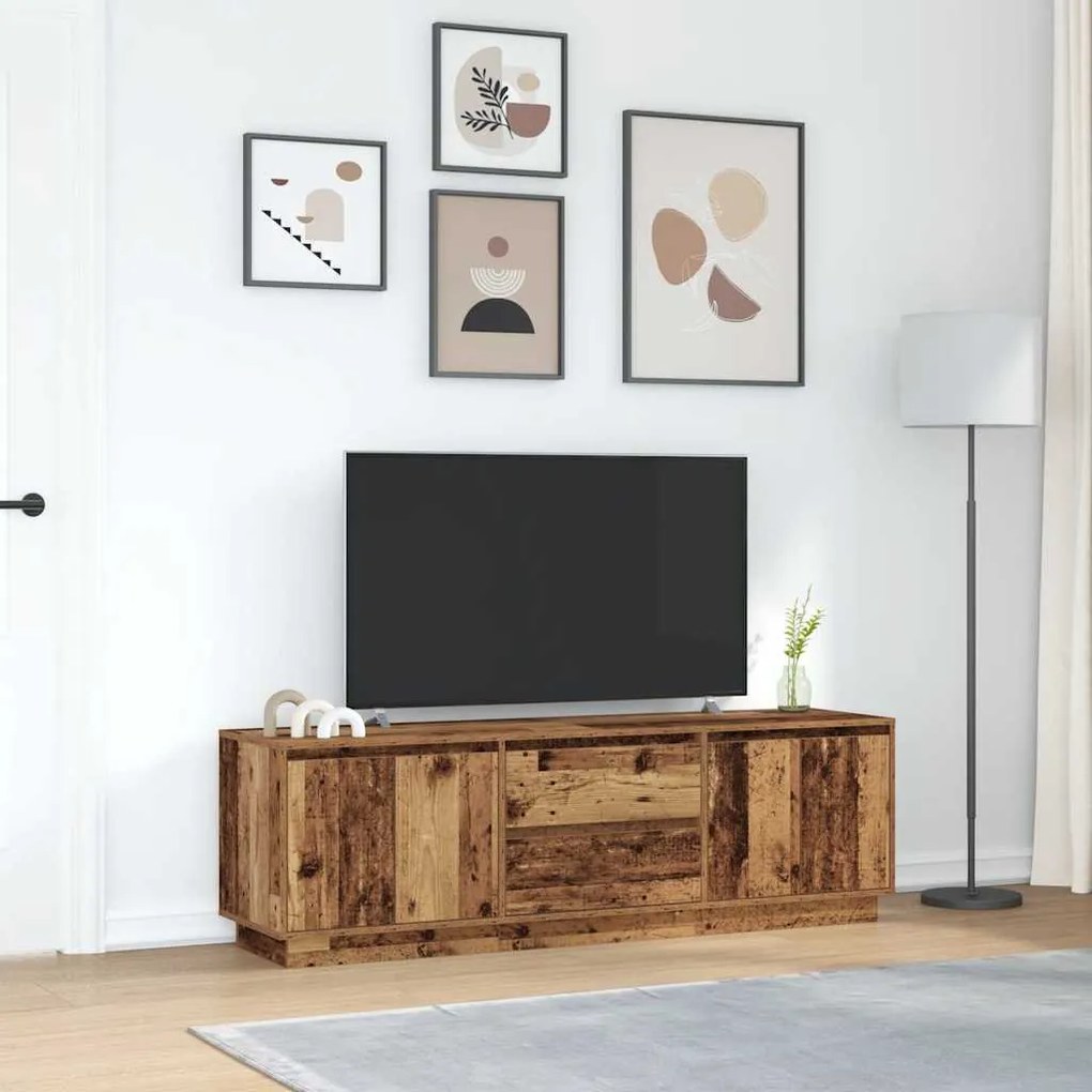 antik fa színű TV-szekrény LED-lámpákkal 160,5x41x50 cm
