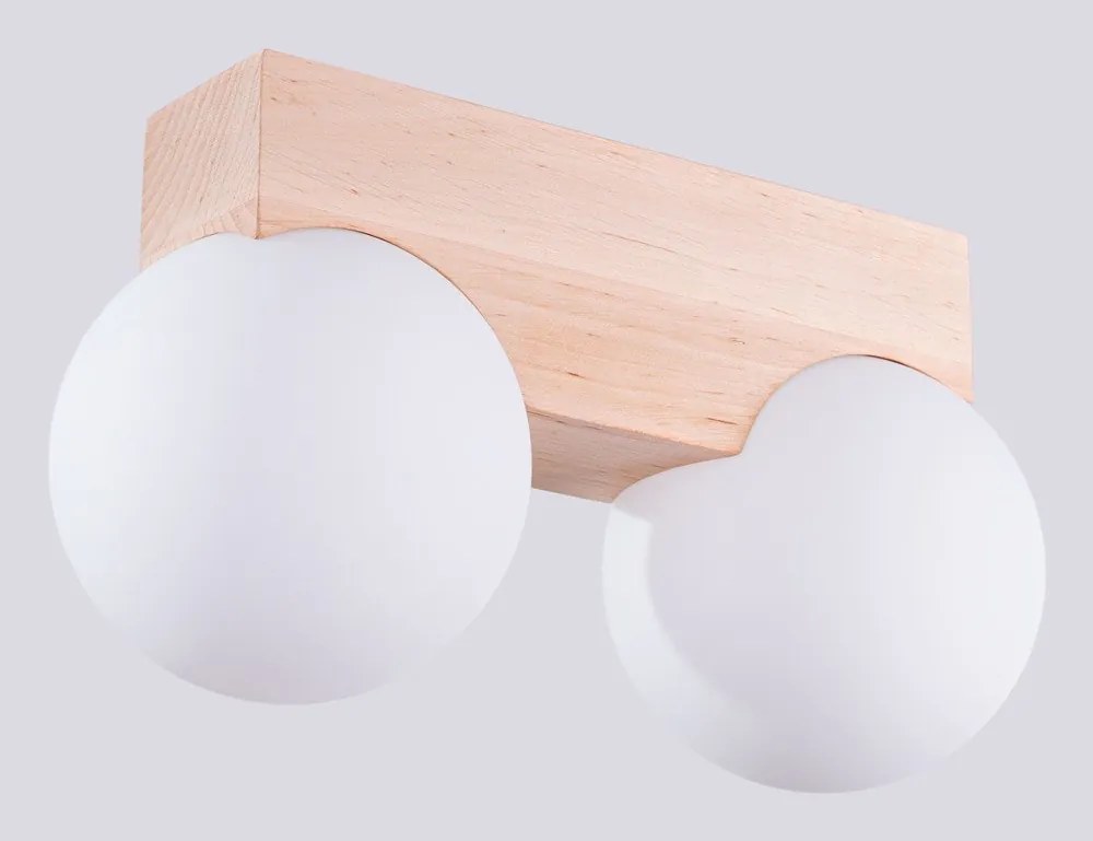 Fehér-natúr színű mennyezeti lámpa üveg búrával ø 12 cm Solum – Sollux