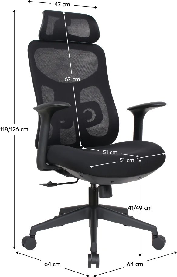 Irodai szék, fekete, teherbírás 150 kg, SULIVAN