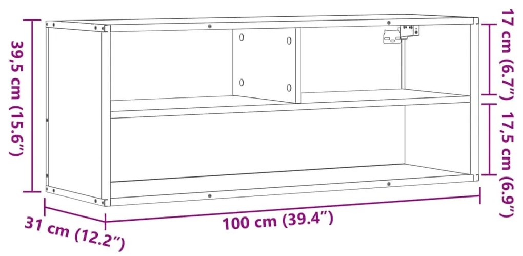 fekete szerelt fa és fém TV-szekrény 100x31x39,5 cm
