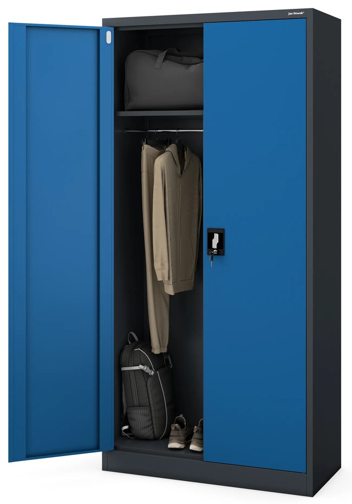 Tisztítószeres szekrény zárral DAWID 900 x 1850 x 450 mm, antracit-kék