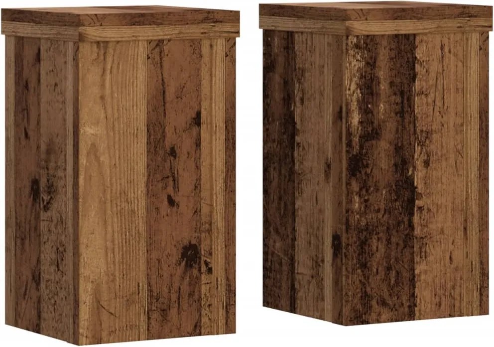 vidaXL 2 db antik fa színű szerelt fa növénytartó állvány 10x10x18 cm