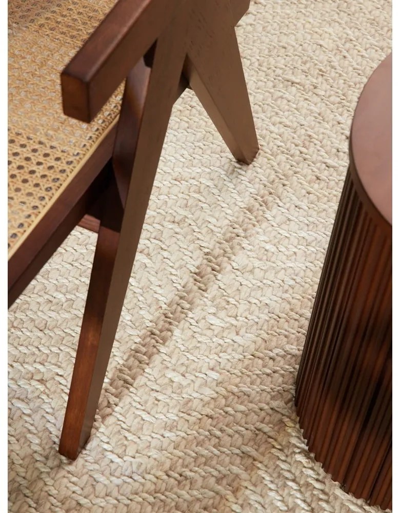 Krémszínű-elefántcsont színű kézi szövésű gyapjúkeverék szőnyeg 160x230 cm Majoli – Elle Decoration
