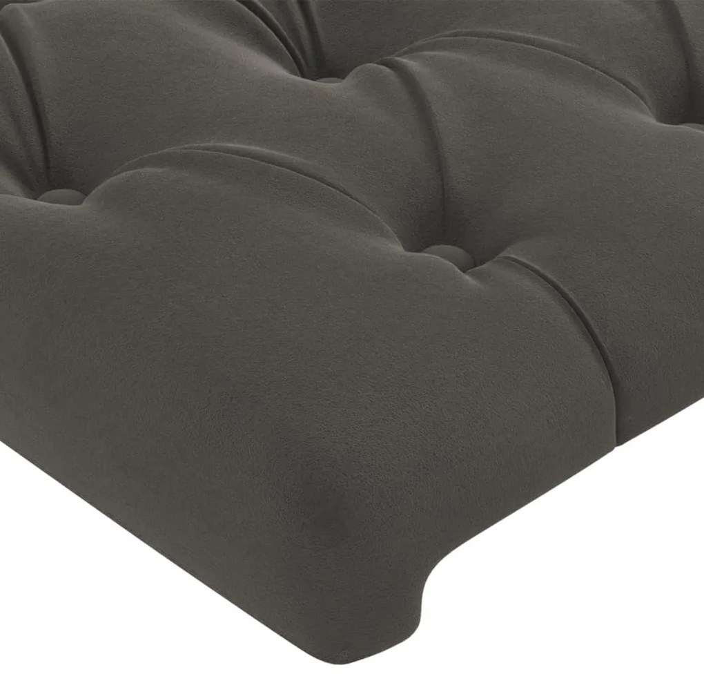 sötétszürke bársony LED-es fejtámla 90x7x118/128 cm