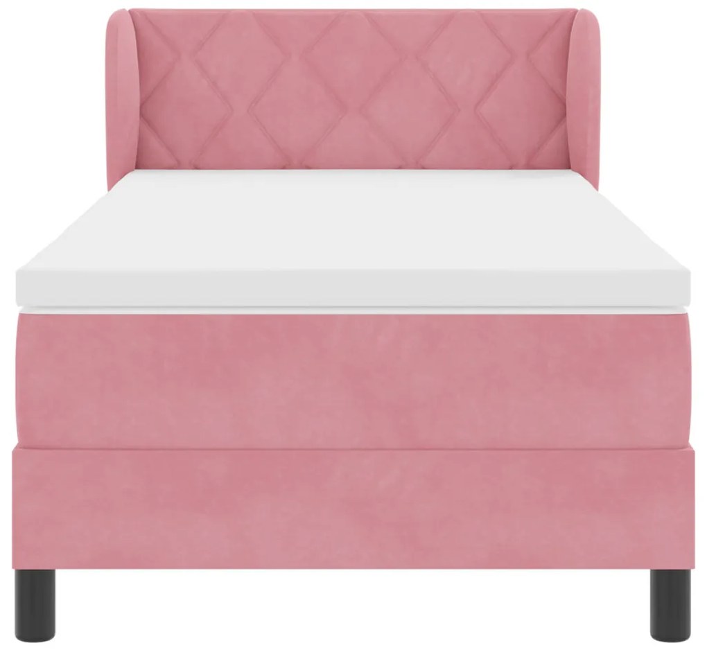 Boxspring Ágy Matrac Rózsaszín 90x190 cm Bársonyos