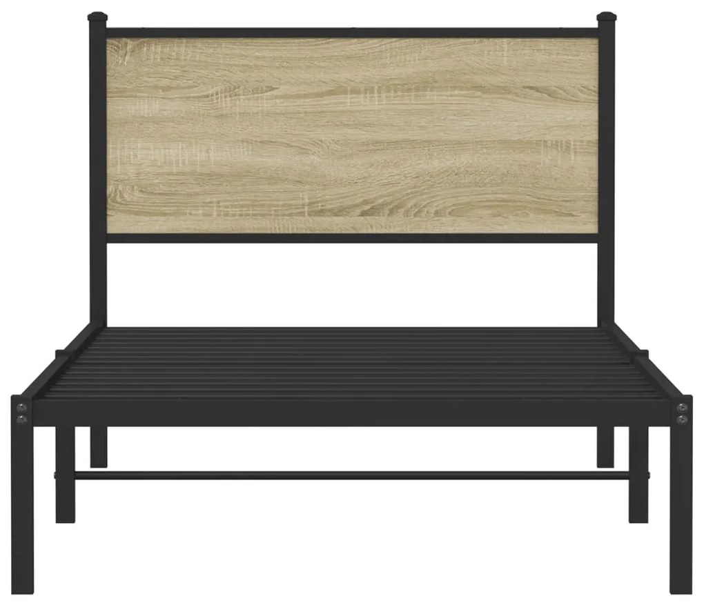 sonoma tölgy színű fém ágykeret matrac nélkül 100 x 200 cm