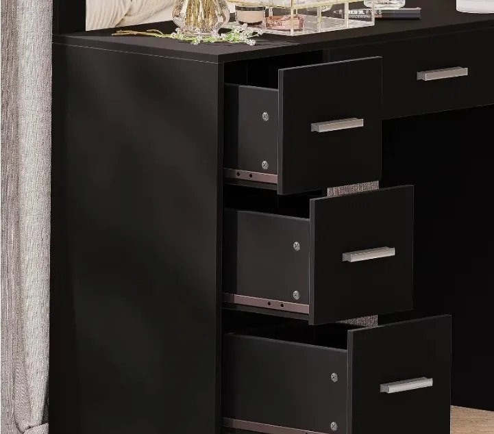 Nagy fésülködőasztal világítással 80 x 40 x 110cm fekete