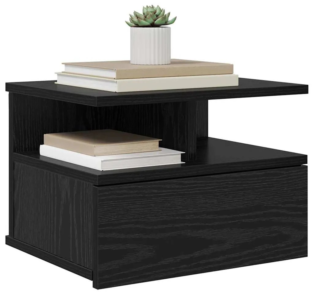 Lebegő éjjeliszekrény 2 pcs Musta tammi 40 x 31 x 27 cm Faanyag