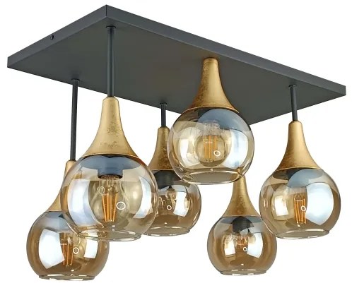 Felületre szerelhető csillár SOMA 6xE27/60W/230V fekete/arany/füstös bézs