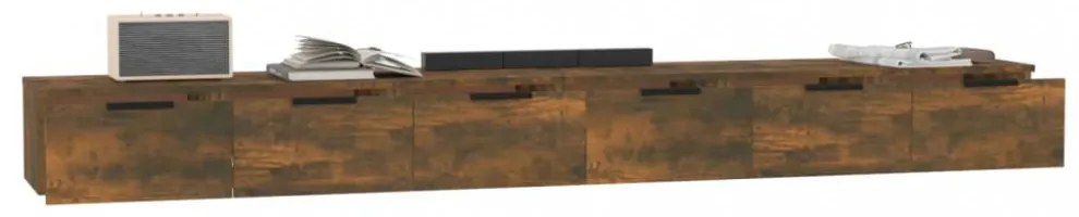 2 db füstös tölgy színű szerelt fa faliszekrény 102x30x20 cm