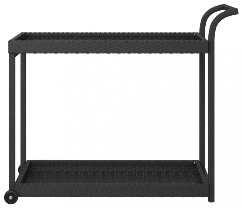fekete polyrattan bárkocsi 100 x 45 x 83 cm