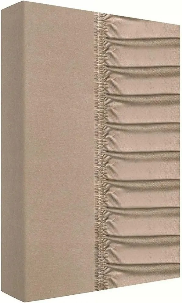 Jersey lepedő gumival, vastag, 200x220 cm, latte színű