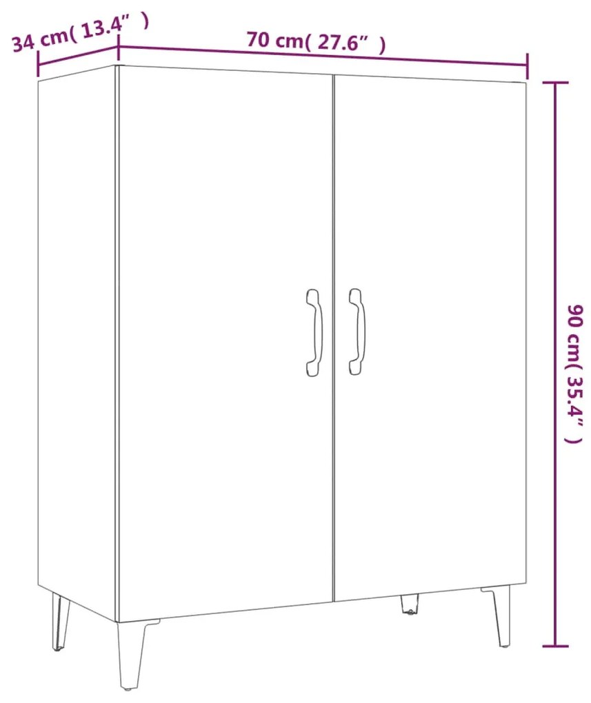fekete szerelt fa tálalószekrény 70 x 34 x 90 cm