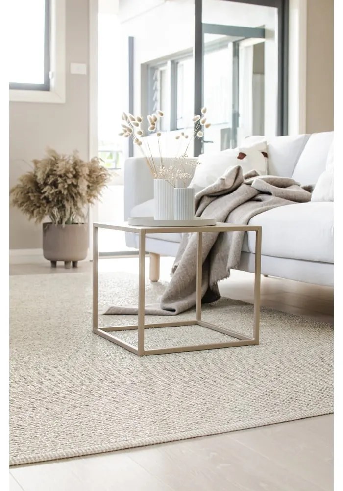 Krémszínű kültéri-beltéri futószőnyeg 60x250 cm Mono Linen Vanilla – Pappelina