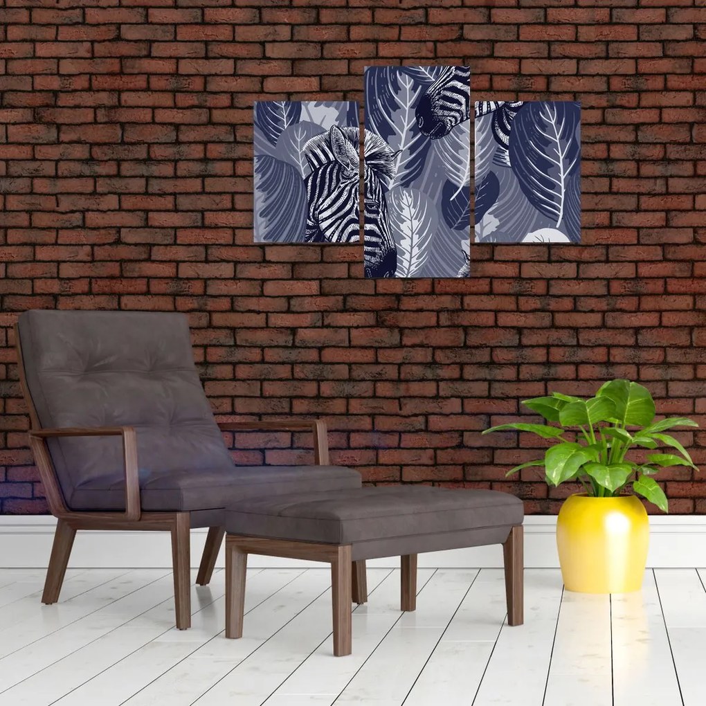 Kép - Kék zebrák (90x60 cm)