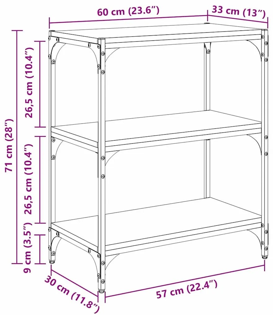 Könyvespolc Musta tammi 60 x 33 x 71 cm Faanyag