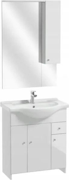 Szekrény mosdó tükörrel és világítással 185x70 cm fehér komplett szett