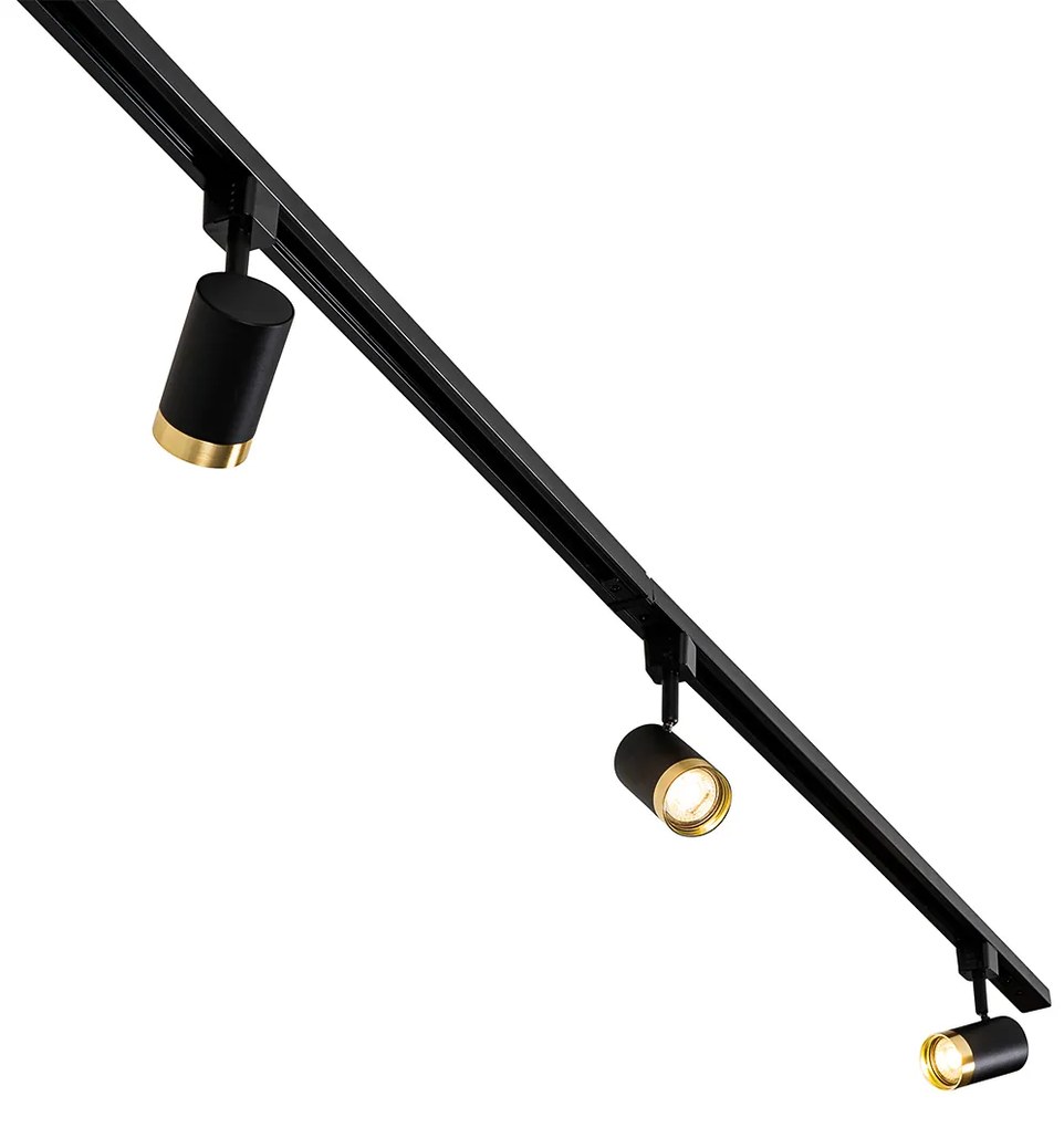 Okos sínrendszer 5 spotlámpával, fekete-arany, 1 fázisú, 5 Wifi GU10 50mm-es izzóval - Iconic Jeana