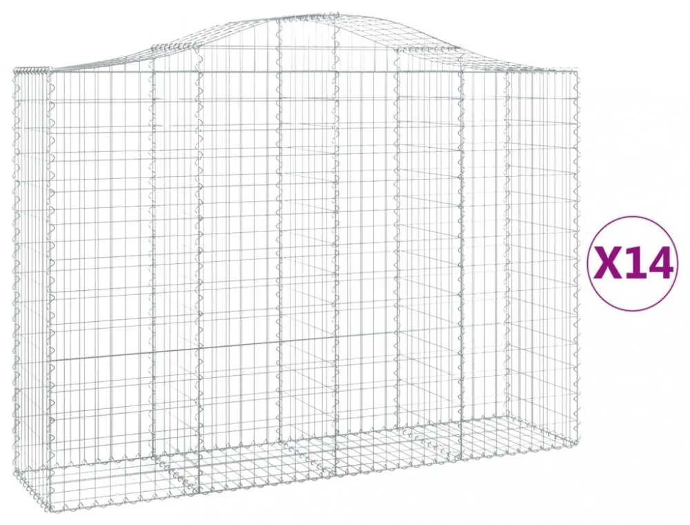 14 db íves horganyzott vas gabion kosár 200x50x140/160 cm