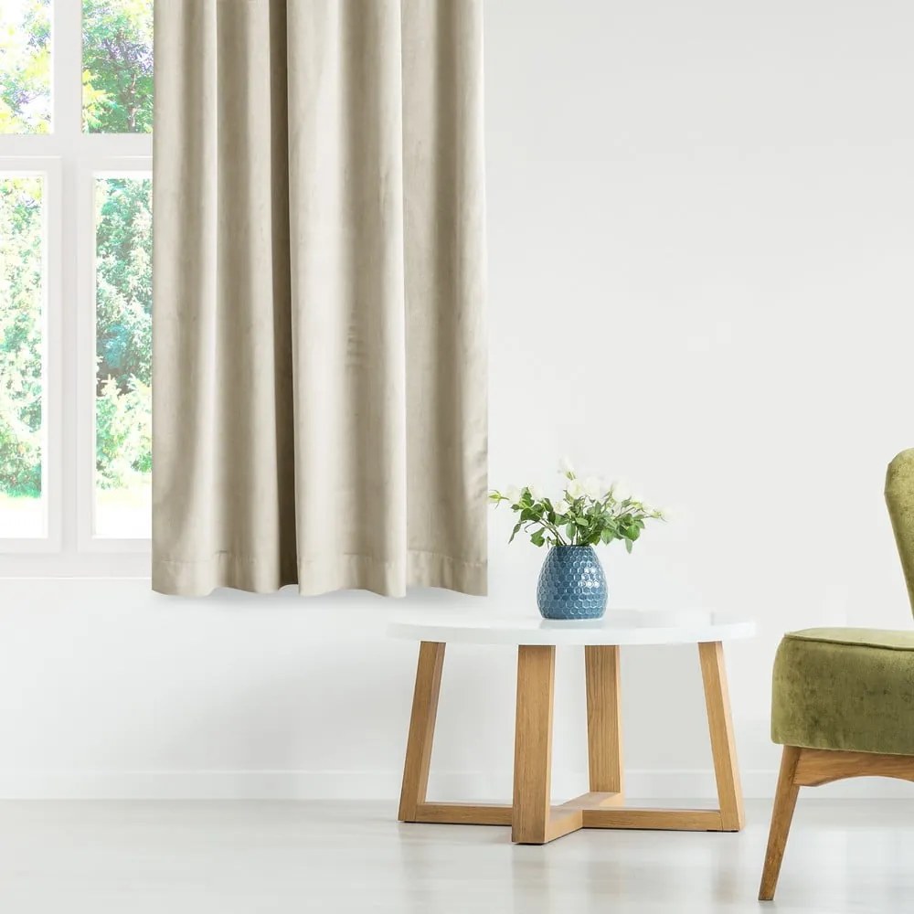 Bézs bársony dimout (részleges sötétítő) függöny 140x270 cm Eyelets – Restilo