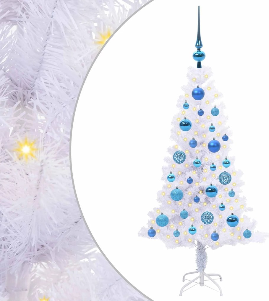 vidaXL Mű karácsonyfa 150 LED-del állvánnyal Fehér 120 cm PVC és Acél